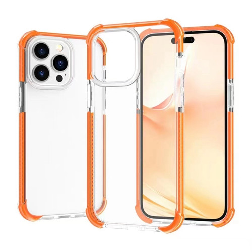 iPhone 14 Pro Max Acrylic Four Corners Shockproof Phone Case  - Transparent Orange