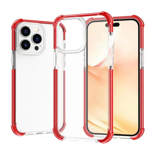 iPhone 14 Pro Max Acrylic Four Corners Shockproof Phone Case  - Transparent Red