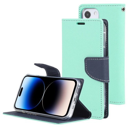 iPhone 14 Pro Max GOOSPERY FANCY DIARY Cross Texture Leather Case  - Mint Green