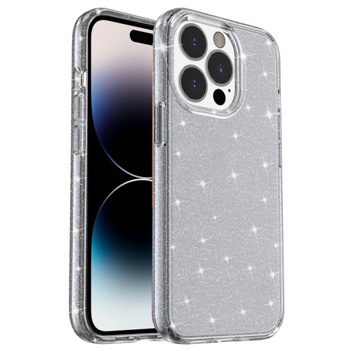iPhone 14 Pro Max Shockproof Terminator Style Glitter Powder Protective Case  - Grey