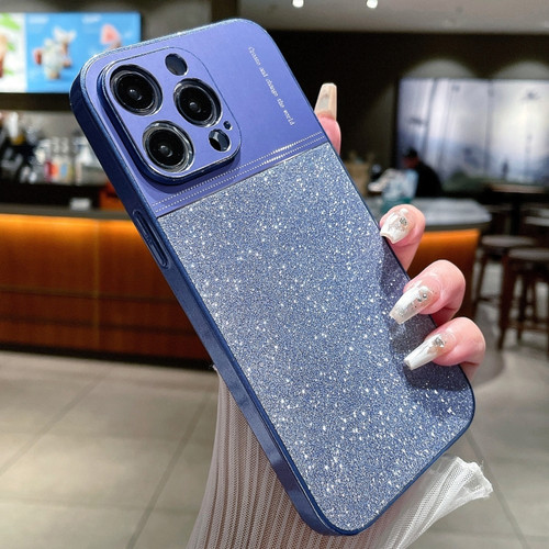 iPhone 14 Pro Max Metallic Glitter Powder Shockproof Phone Case - Blue