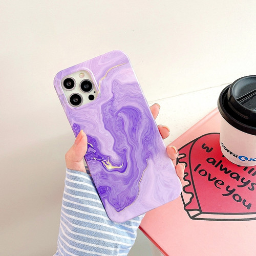 iPhone 11 Thickened TPU Glazed Marble Mobile Phone Case - Purple