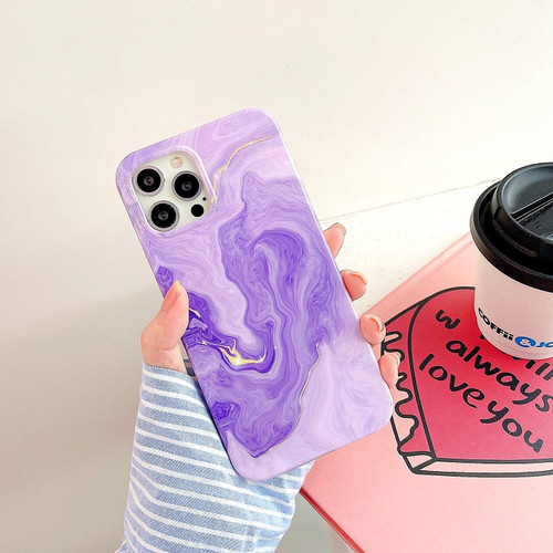 iPhone 11 Pro Thickened TPU Glazed Marble Mobile Phone Case - Purple