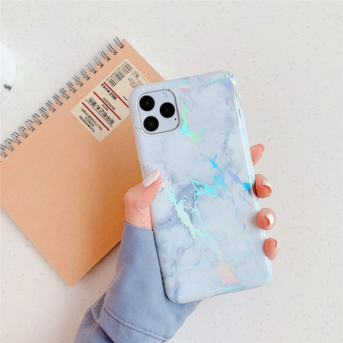 iPhone 11 Pro Max TPU Glossy laser Marble IMD Colorful Mobile Phone Case - White