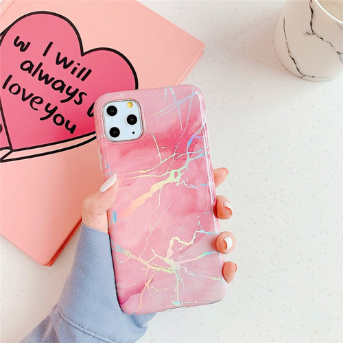 iPhone 11 Pro Max TPU Glossy laser Marble IMD Colorful Mobile Phone Case - Pink