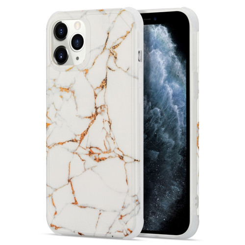 iPhone 13 Four Corners Shocproof Flow Gold Marble IMD Back Cover Case - White