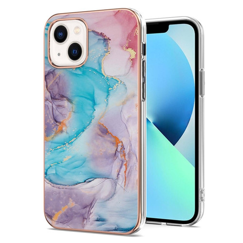 iPhone 14 Plus Electroplating Pattern IMD TPU Shockproof Case - Milky Way Blue Marble