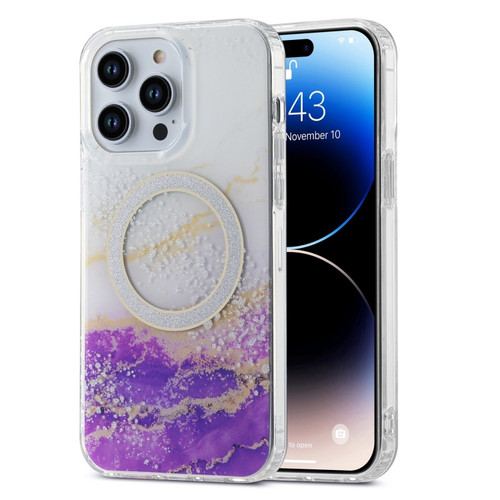 iPhone 15 Pro Dual-side IMD Marble Magsafe Phone Case - White Purple