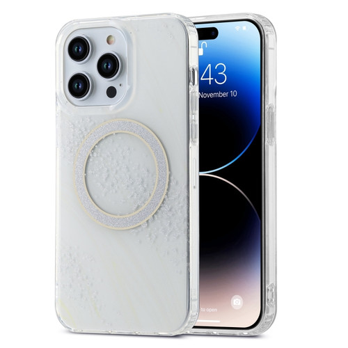 iPhone 15 Pro Max Dual-side IMD Marble Magsafe Phone Case - White