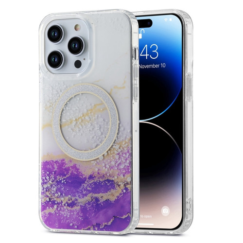 iPhone 15 Pro Max Dual-side IMD Marble Magsafe Phone Case - White Purple