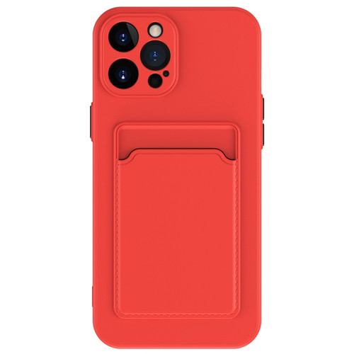 iPhone 15 Pro Max Skin Feel Card Contrast Color Button TPU Phone Case - Red