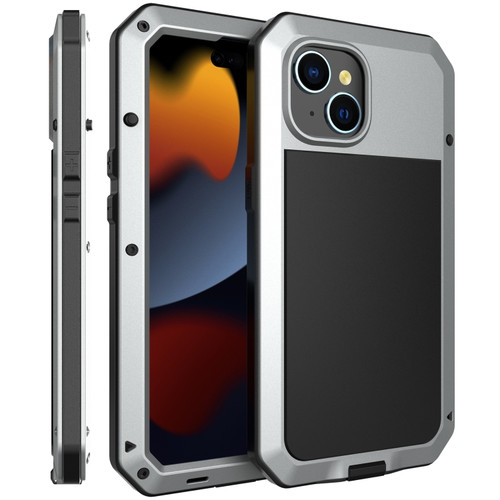 iPhone 15 Shockproof Life Waterproof Dust-proof Metal + Silicone Phone Case - Silver