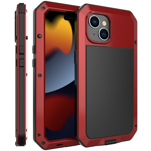 iPhone 15 Shockproof Life Waterproof Dust-proof Metal + Silicone Phone Case - Red