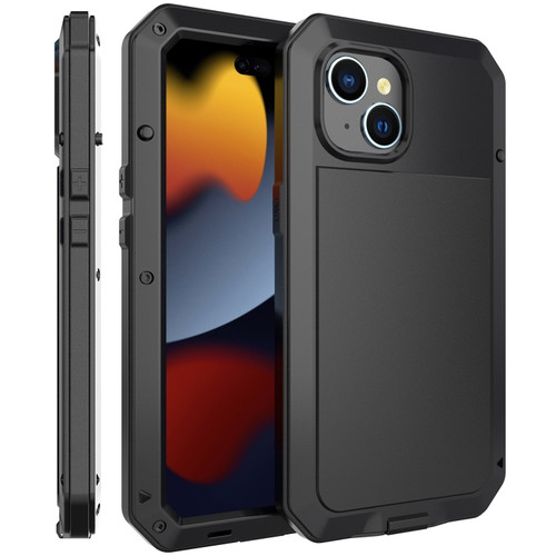 iPhone 15 Shockproof Life Waterproof Dust-proof Metal + Silicone Phone Case - Black