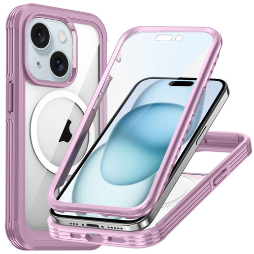 iPhone 15 Plus Life Waterproof MagSafe Magnetic Rugged Phone Case - Pink