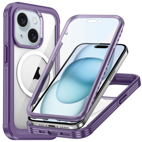 iPhone 15 Plus Life Waterproof MagSafe Magnetic Rugged Phone Case - Purple