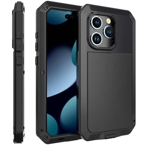 iPhone 15 Pro Shockproof Life Waterproof Dust-proof Metal + Silicone Phone Case - Black