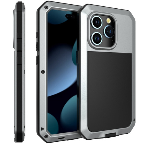 iPhone 15 Pro Max Shockproof Life Waterproof Dust-proof Metal + Silicone Phone Case - Silver