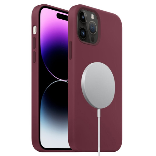 iPhone 15 Pro Max MagSafe Liquid Silicone Full Coverage Phone Case - Wine Red