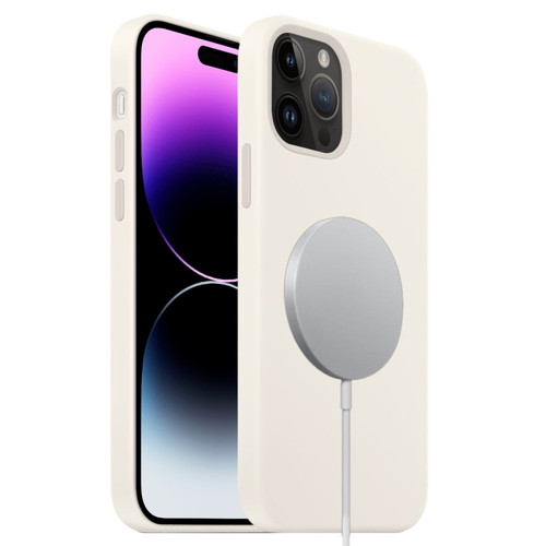 iPhone 15 Pro Max MagSafe Liquid Silicone Full Coverage Phone Case - White