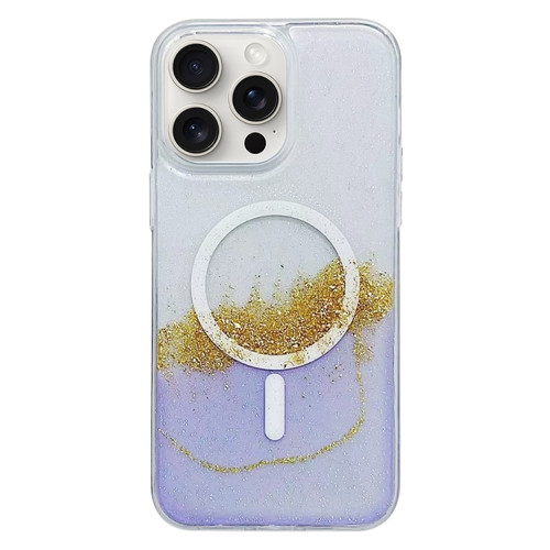 iPhone 15 Pro Max MagSafe Gilding Hybrid Clear TPU Phone Case - Purple