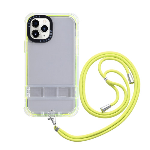 iPhone 15 Pro Max 2 in 1 360 Invisible Holder Cross-body Rope Phone Case - Yellow