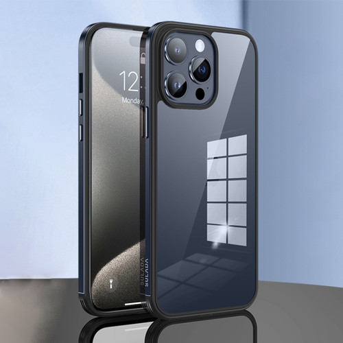 iPhone 15 Pro Max SULADA Metal Frame + Nano Glass + TPU Phone Case - Blue