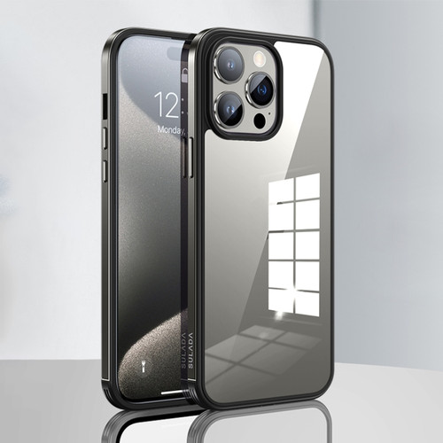 iPhone 15 Pro Max SULADA Metal Frame + Nano Glass + TPU Phone Case - Grey