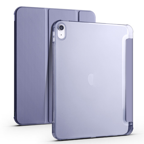 iPad 10th Gen 10.9 2022 Four-corner Airbag Shockproof Three-fold Tablet Leather Case - Purple