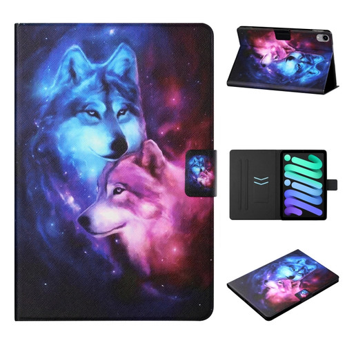 iPad 10th Gen 10.9 2022 Colored Drawing Pattern Flip Leather Smart Tablet Case - Wolf