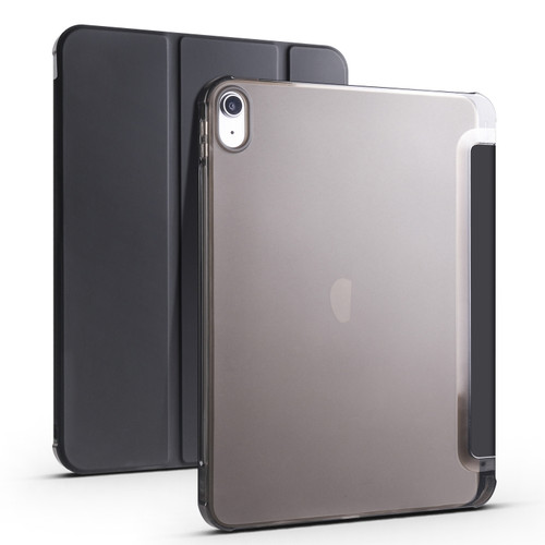 iPad 10th Gen 10.9 2022 Four-corner Airbag Shockproof Three-fold Tablet Leather Case - Black