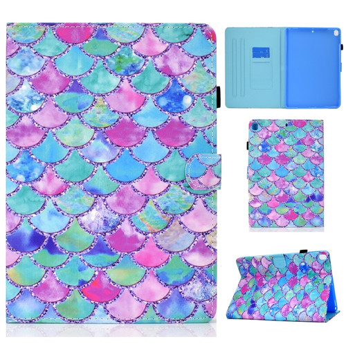 iPad 10.2 2021 / 2020 / 2019 Painted Pattern TPU Horizontal Flip Leather Protective Case - Color Fish Scales