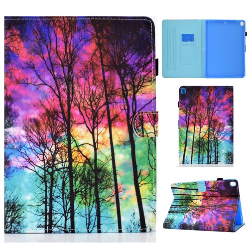 iPad 10.2 2021 / 2020 / 2019 Painted Pattern TPU Horizontal Flip Leather Protective Case - Forest