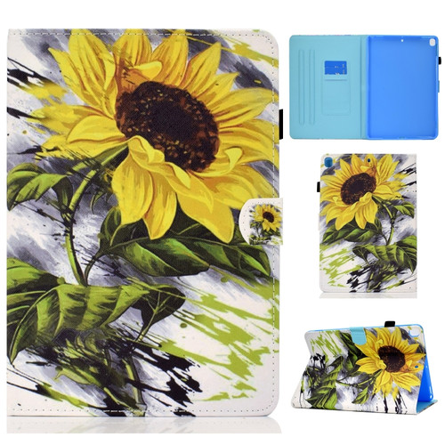 iPad 10.2 2021 / 2020 / 2019 Painted Pattern TPU Horizontal Flip Leather Protective Case - Sun Flower