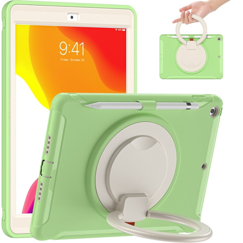iPad 10.2 2021 / 2020 / 2019 Shockproof TPU + PC Protective Case with 360 Degree Rotation Foldable Handle Grip Holder & Pen Slot - Matcha Green
