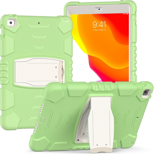 iPad 10.2 2021 / 2020 / 2019 3-Layer Protection Screen Frame + PC + Silicone Shockproof Combination Case with Holder - Matcha Green