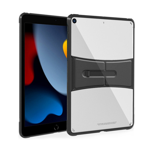 iPad 10.2 inch 2021 / 2019 PC+TPU Transparent Holder Tablet Case - Black