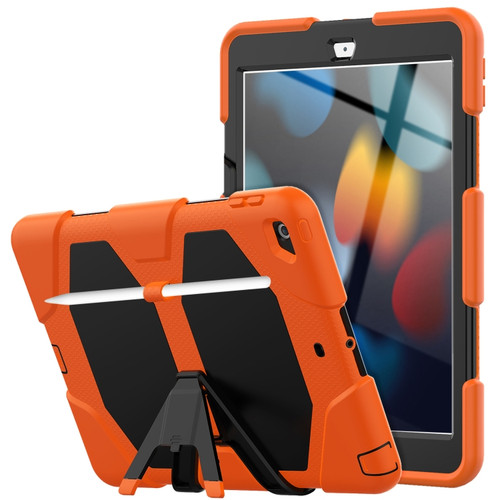 iPad 10.2 2021 / 2020 / 2019 Shockproof Colorful Silicone + PC Protective Case with Holder & Pen Slot - Orange