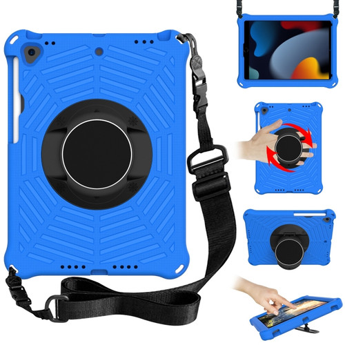 iPad 10.2 2021 / 2020 / 2019 Spider King EVA Protective Case with Adjustable Shoulder Strap & Holder & Pen Slot - Blue