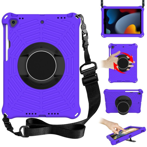 iPad 10.2 2021 / 2020 / 2019 Spider King EVA Protective Case with Adjustable Shoulder Strap & Holder & Pen Slot - Purple