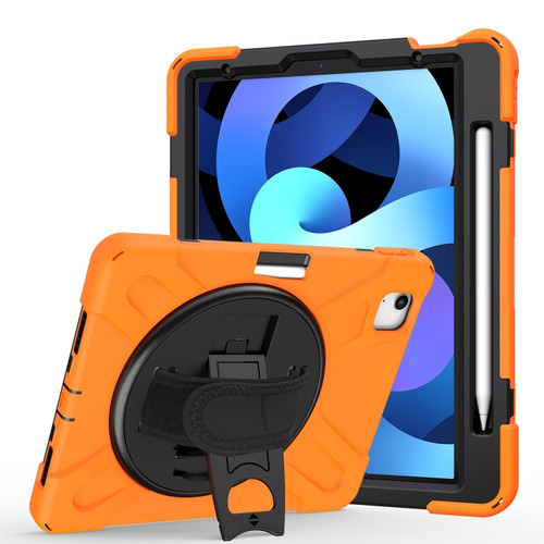 iPad Air 2022 / 2020 10.9 360 Degree Rotation PC + Silicone Protective Case with Holder & Hand-strap - Orange