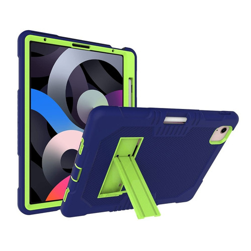 Contrast Color Robot Shockproof Silicon + PC Protective Case with Holder & Pen Slot iPad Air 2022 / 2020 10.9 - Navy Blue+Yellow Green - Navy Blue+Yellow Green