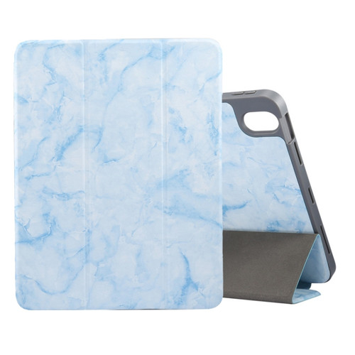 Marble Texture Pattern Horizontal Flip Leather Case, with Three-folding Holder & Sleep / Wake-up iPad Air 2022 / 2020 10.9 - Blue