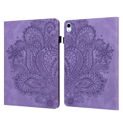 Peacock Embossed Pattern TPU + PU Leather Smart Tablet Case with Sleep / Wake-up iPad Air 2022 / Air 2020 10.9 - Purple