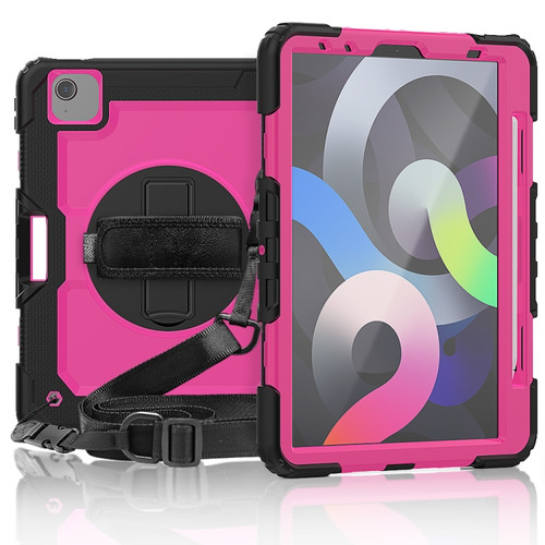 iPad Air 2022 / 2020 10.9 Shockproof Black Silica Gel + Colorful PC Protective Case - Black+Hot Pink