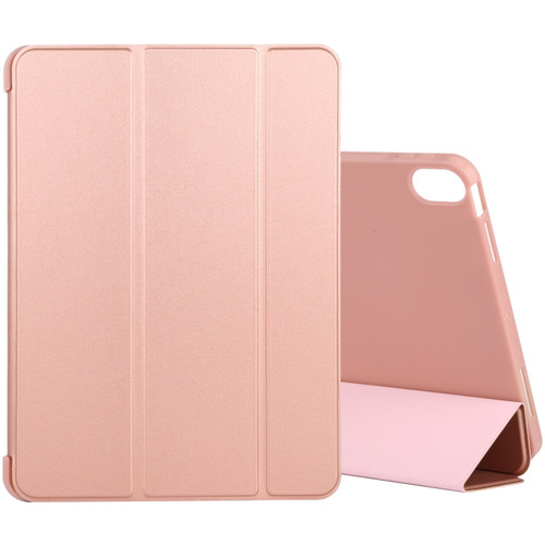 iPad Air 2022 / 2020 10.9 Silicone 3-Folding Full Coverage Leather Case - Rose Gold