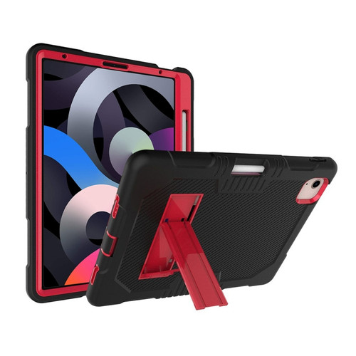 Contrast Color Robot Shockproof Silicon + PC Protective Case with Holder & Pen Slot iPad Air 2022 / 2020 10.9 - Black+Red - Black+Red