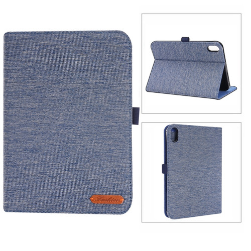 iPad mini 6 Cloth Teature Horizontal Flip PU Leather Tablet Case with Holder & Card Slots - Blue