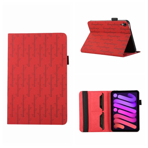 iPad mini 6 Lucky Bamboo Pattern Leather Tablet Case - Red