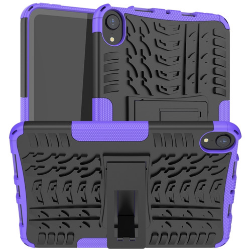 iPad mini 6 Tire Texture TPU + PC Shockproof Tablet Case with Holder - Purple